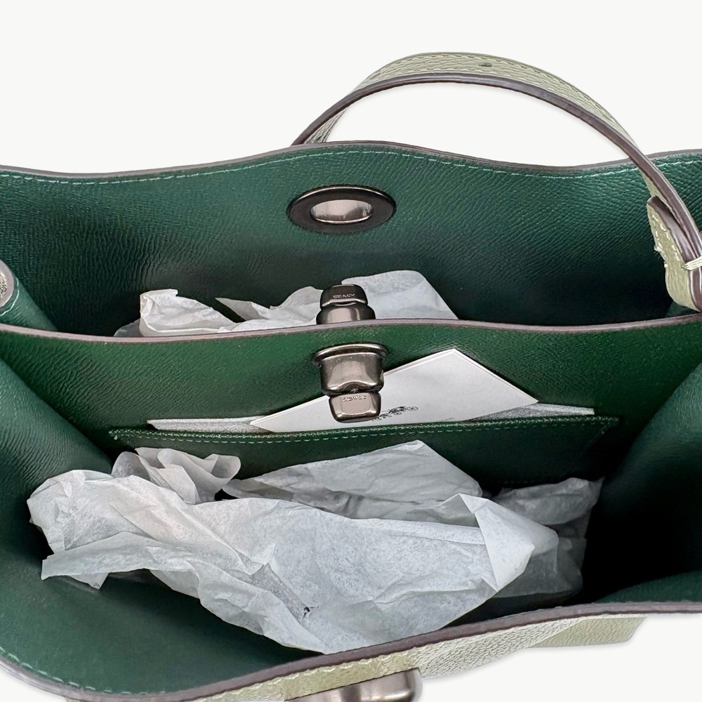 Coach Charlie Bucket 21 Crossbody Pebbled Leather Light Fern Green New Classic - Picture 8 of 15